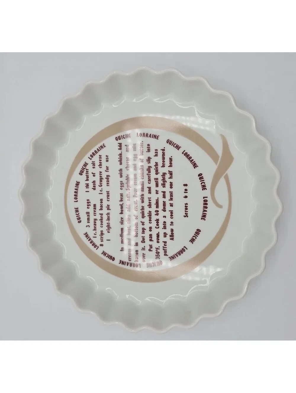Vintage Tokan Japan Epicure Quiche Lorraine Recipe Baking Dish